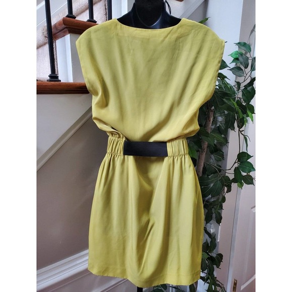 Rachel Roy Chartreuse Polyester V-Neck Sleeveless Knee Length Dress Size 2 - Picture 7 of 12